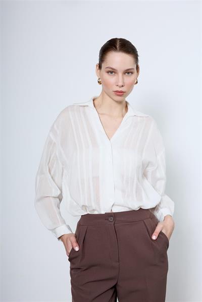 4914 TRANSPARAN GÖMLEK BEYAZ