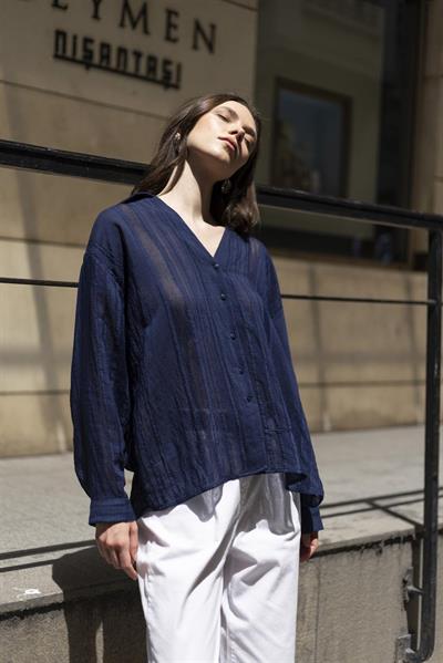 4914 TRANSPARAN GÖMLEK LACİVERT