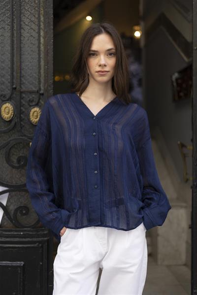 4914 TRANSPARAN GÖMLEK LACİVERT