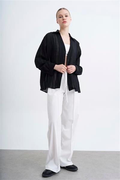 4914 TRANSPARAN GÖMLEK SİYAH