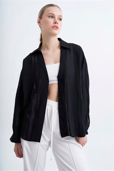 4914 TRANSPARAN GÖMLEK SİYAH