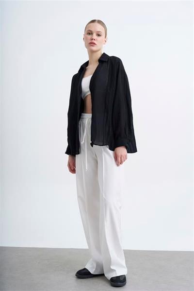 4914 TRANSPARAN GÖMLEK SİYAH