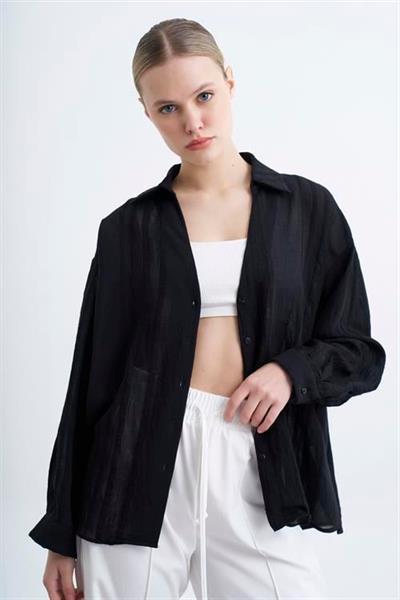 4914 TRANSPARAN GÖMLEK SİYAH