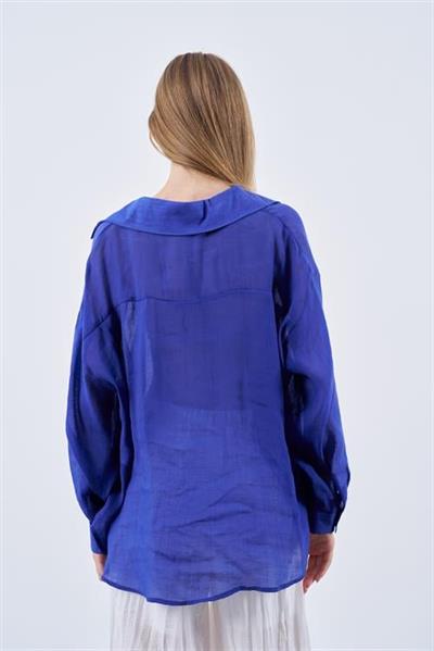 4924 OVERSIZE İPEKSİ GÖMLEK LACİVERT