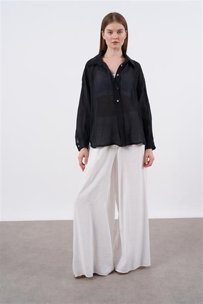 4924 OVERSIZE İPEKSİ GÖMLEK SİYAH