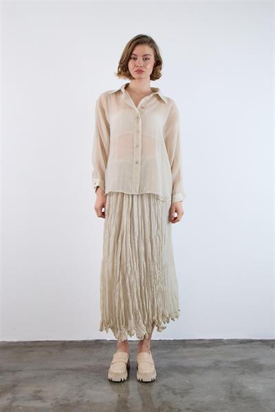 4924 OVERSIZE İPEKSİ GÖMLEK TAŞ