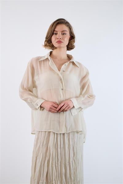 4924 OVERSIZE İPEKSİ GÖMLEK TAŞ