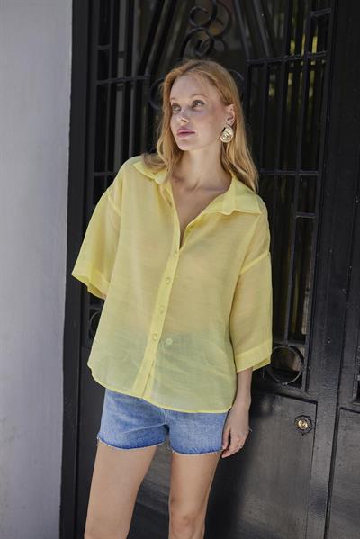 4927 OVERSIZE İPEKSİ GÖMLEK LİMON