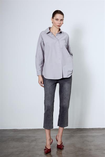 4943 POPLİN GÖMLEK GRİ