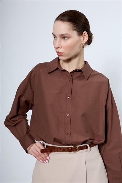 4943 POPLİN GÖMLEK KAHVE