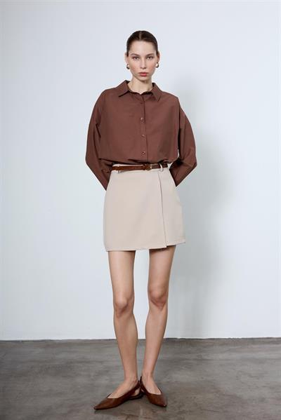 4943 POPLİN GÖMLEK KAHVE