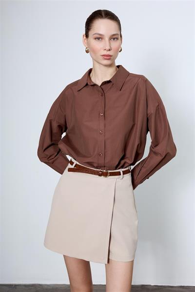 4943 POPLİN GÖMLEK KAHVE