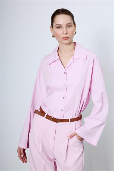 4952 OVERSIZE GÖMLEK ŞEKER PEMBE