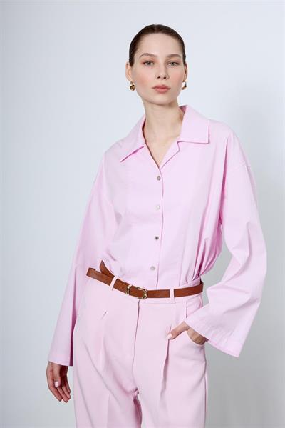 4952 OVERSIZE GÖMLEK ŞEKER PEMBE
