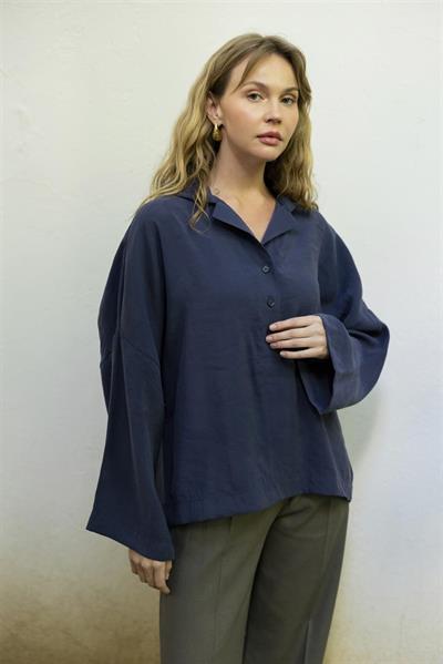 4953 POLO YAKA BLUZ LACİVERT