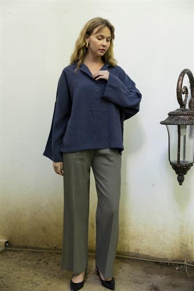 4953 POLO YAKA BLUZ LACİVERT