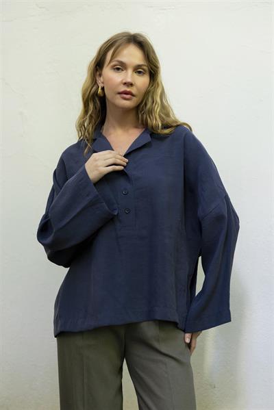 4953 POLO YAKA BLUZ LACİVERT