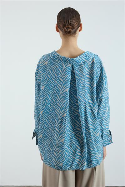 4960 DESENLİ OVERSIZE GÖMLEK İNDİGO