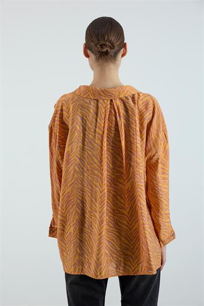 4960 DESENLİ OVERSIZE GÖMLEK SAFRAN