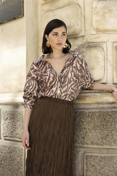 4962 DESENLİ OVERSIZE GÖMLEK KAHVE