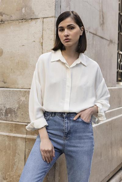 4963 OVERSIZE GÖMLEK EKRU
