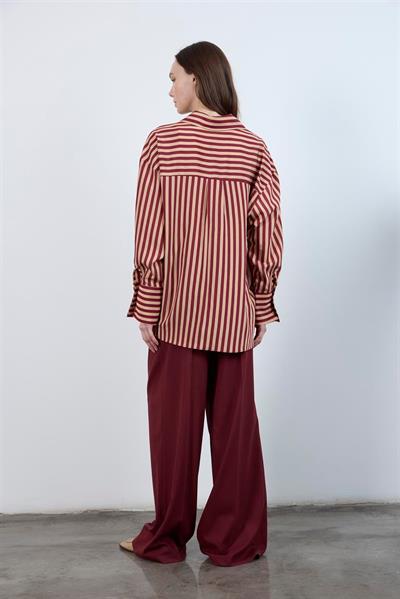 4969 ÇİZGİLİ GÖMLEK BORDO-CAMEL