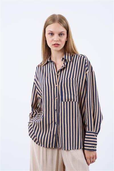 4969 ÇİZGİLİ GÖMLEK CAMEL-LACİ