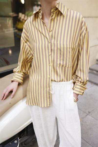 4969 ÇİZGİLİ GÖMLEK SARI-KAHVE