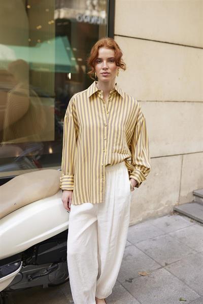 4969 ÇİZGİLİ GÖMLEK SARI-KAHVE