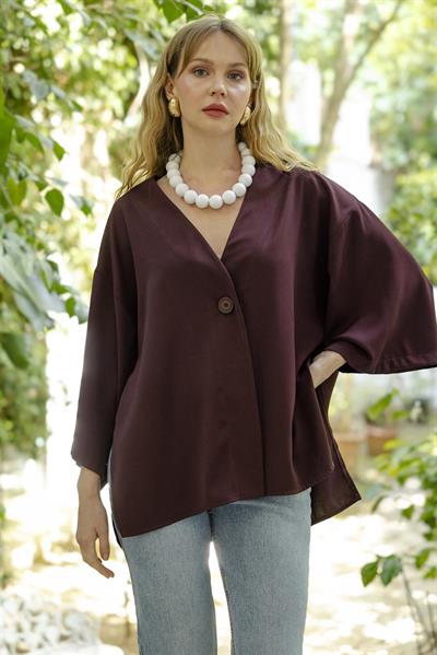 4972 ÖNDEN BAĞLAMALI BLUZ BORDO