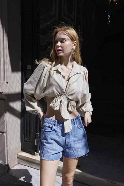 4979 YARASA BAĞCIKLI BLUZ TAŞ