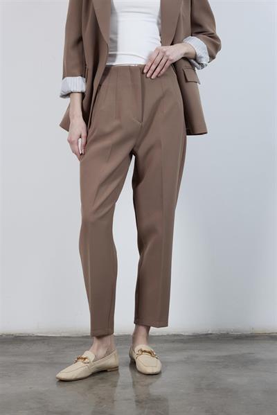 50109 PENSLİ HAVUÇ PANTOLON AÇIK KAHVE