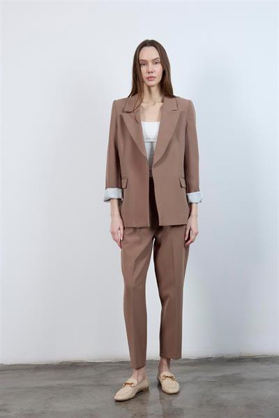 50109 PENSLİ HAVUÇ PANTOLON AÇIK KAHVE