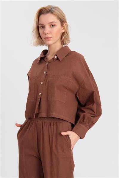 50757 GÖMLEK PANTOLON TAKIM KAHVE