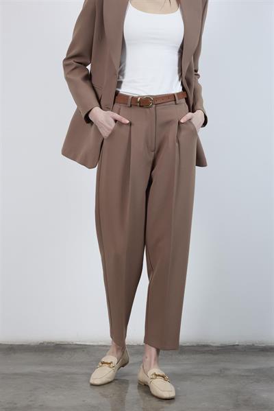 50938 KEMERLİ PANTOLON AÇIK KAHVE