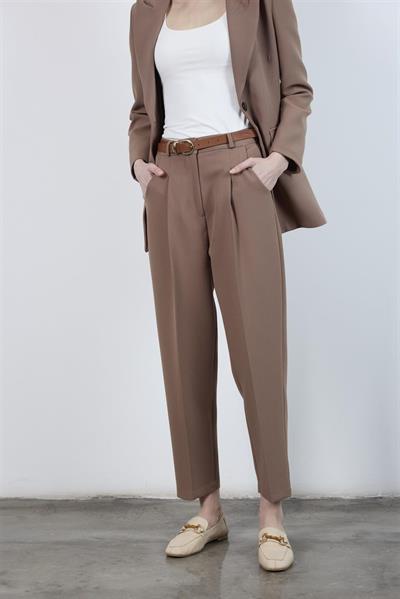 50938 KEMERLİ PANTOLON AÇIK KAHVE