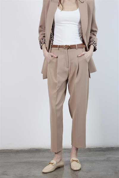 50938 KEMERLİ PANTOLON BEJ