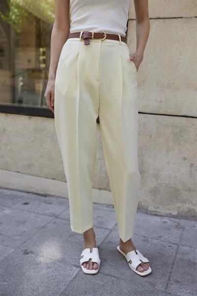 50938 KEMERLİ PANTOLON SARI
