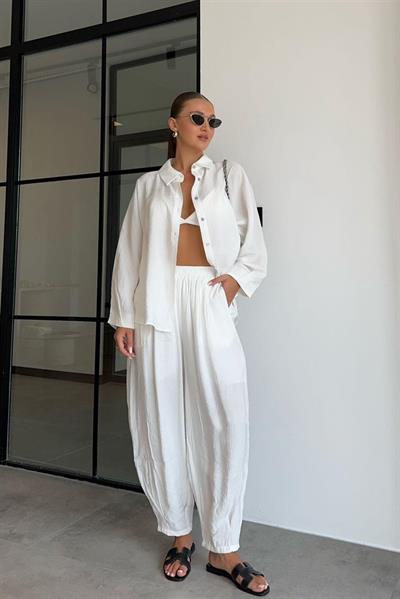 50957 GÖMLEK PANTOLON TAKIM BEYAZ