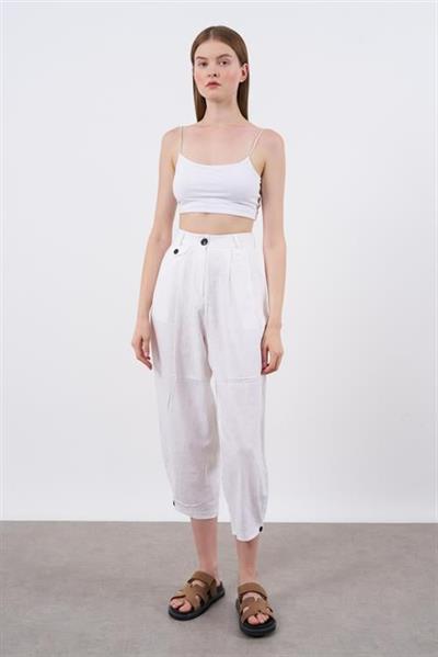 50976 KETEN PANTOLON BEYAZ