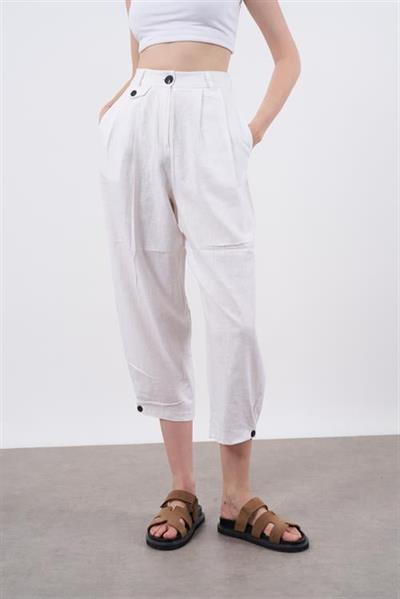 50976 KETEN PANTOLON BEYAZ
