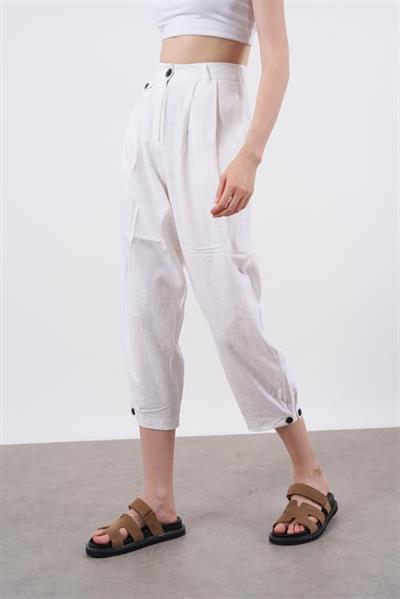 50976 KETEN PANTOLON BEYAZ