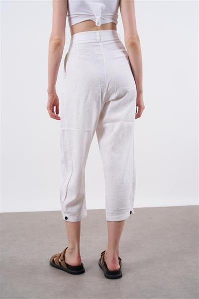 50976 KETEN PANTOLON BEYAZ