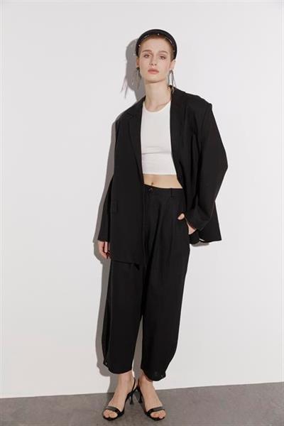 50976 KETEN PANTOLON SİYAH