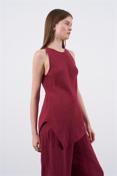 51012 SIFIR KOLLU BLUZLU TAKIM BORDO