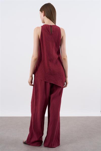 51012 SIFIR KOLLU BLUZLU TAKIM BORDO