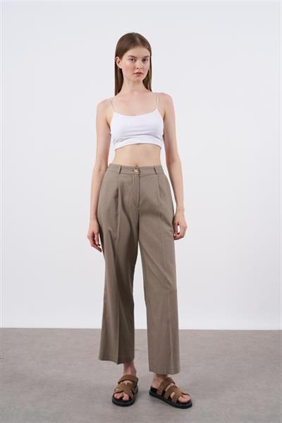 51016 KETEN PANTOLON VİZON