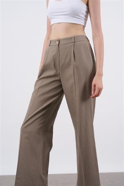 51016 KETEN PANTOLON VİZON