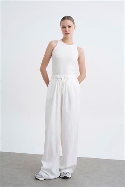 51017 KETEN PANTOLON BEYAZ