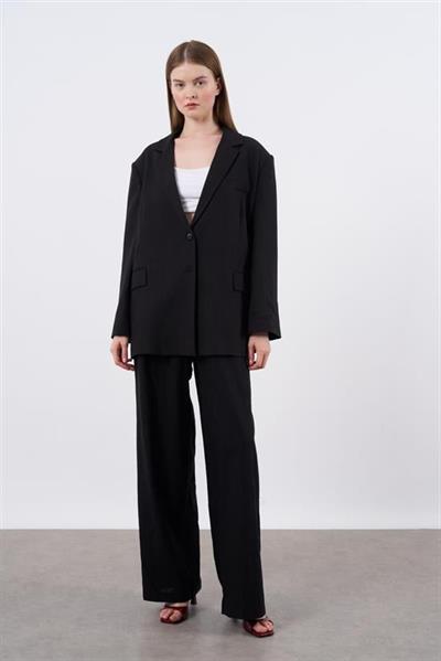 51017 KETEN PANTOLON SİYAH